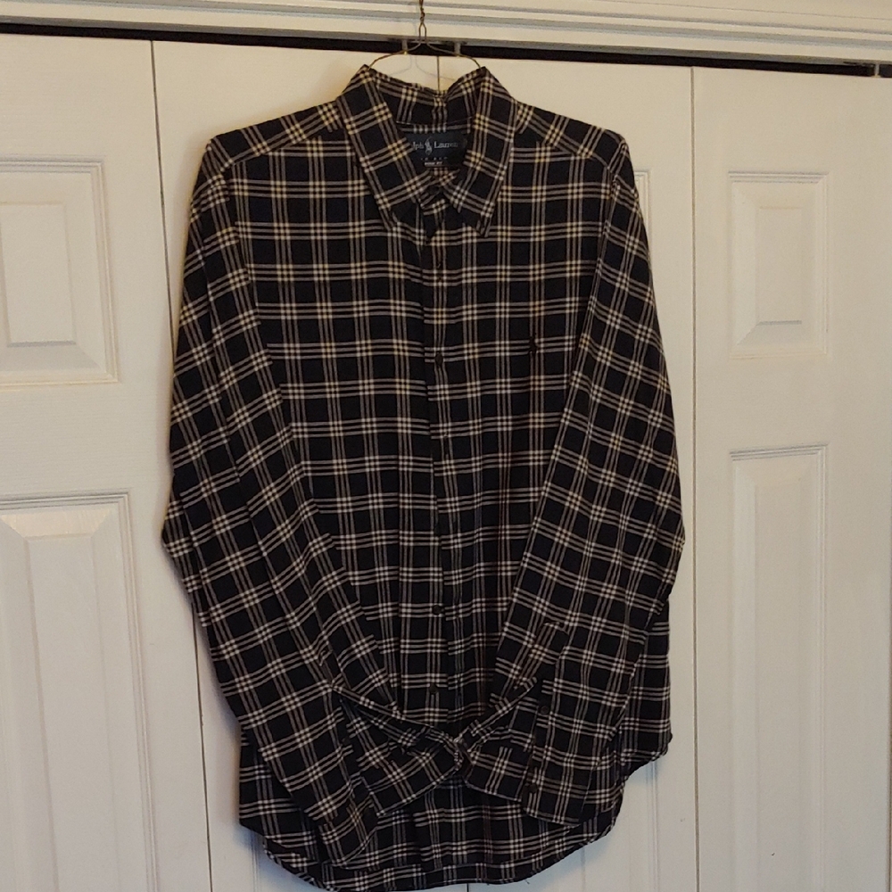 Polo by Ralph Lauren Blue and Cream Casual Button Down Shirt